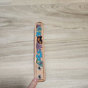 Floral Leather Bracelet with Butterfly And Flower Design